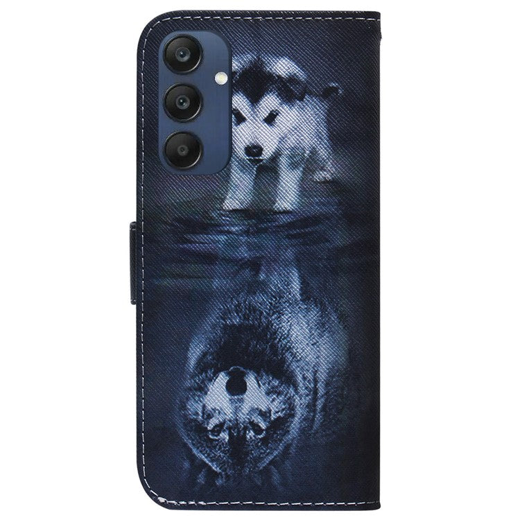 For Samsung Galaxy M35 5G Case Pattern Print Leather Wallet Phone Cover - Dog and Wolf