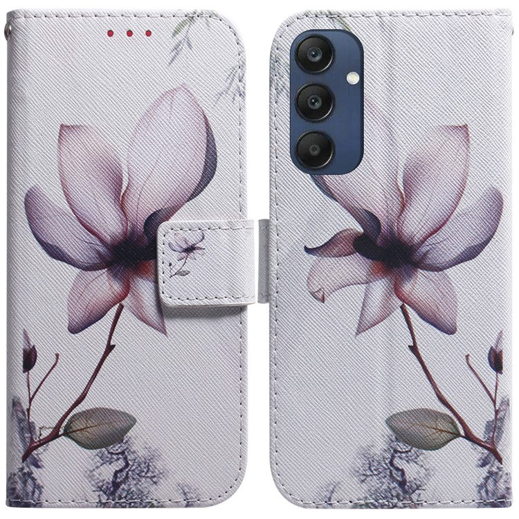 For Samsung Galaxy M35 5G Case Pattern Print Leather Wallet Phone Cover - Pink Flower