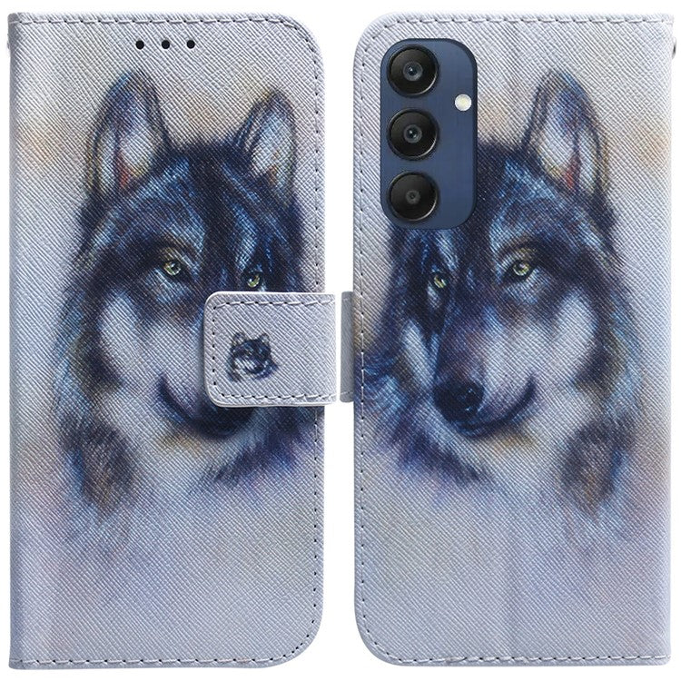 For Samsung Galaxy M35 5G Case Pattern Print Leather Wallet Phone Cover - Wolf