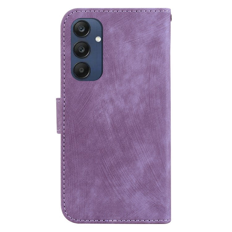 For Samsung Galaxy M35 5G Wallet Case Leather Phone Cover Cute Tiger Imprint - Purple