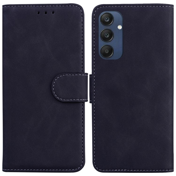 For Samsung Galaxy M35 5G Wallet Phone Case Solid Color Leather Flip Cover - Black