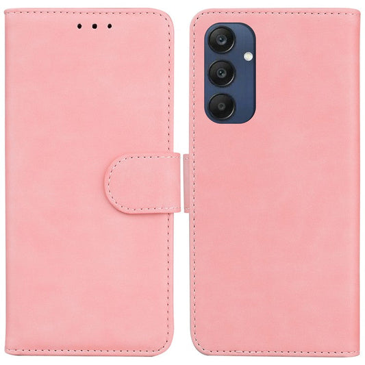 For Samsung Galaxy M35 5G Wallet Phone Case Solid Color Leather Flip Cover - Pink