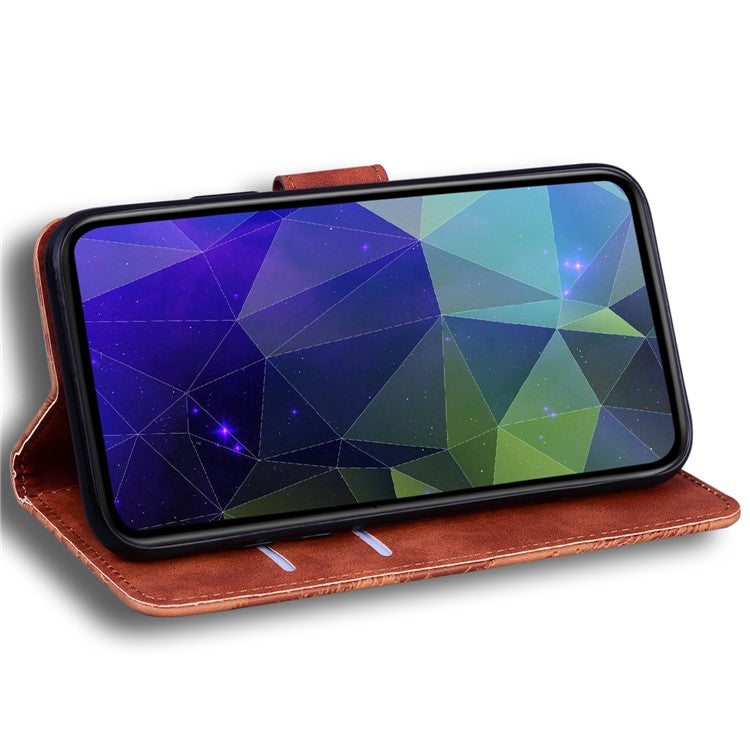 For Samsung Galaxy M35 5G Wallet Phone Case Solid Color Leather Flip Cover - Brown