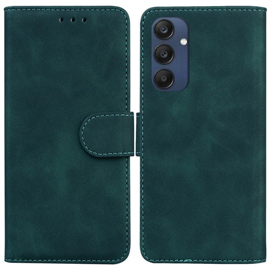 For Samsung Galaxy M35 5G Wallet Phone Case Solid Color Leather Flip Cover - Green