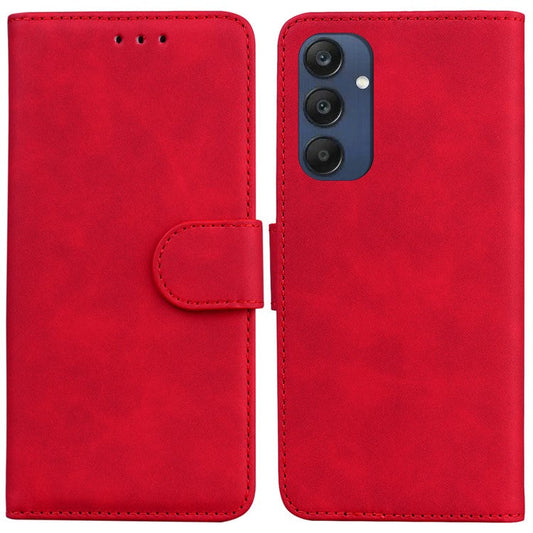 For Samsung Galaxy M35 5G Wallet Phone Case Solid Color Leather Flip Cover - Red