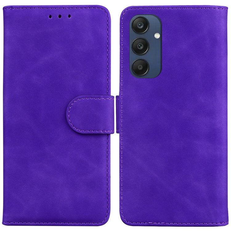 For Samsung Galaxy M35 5G Wallet Phone Case Solid Color Leather Flip Cover - Purple