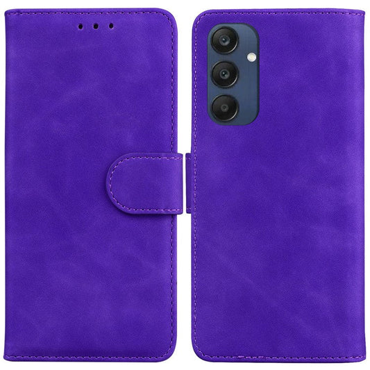 For Samsung Galaxy M35 5G Wallet Phone Case Solid Color Leather Flip Cover - Purple