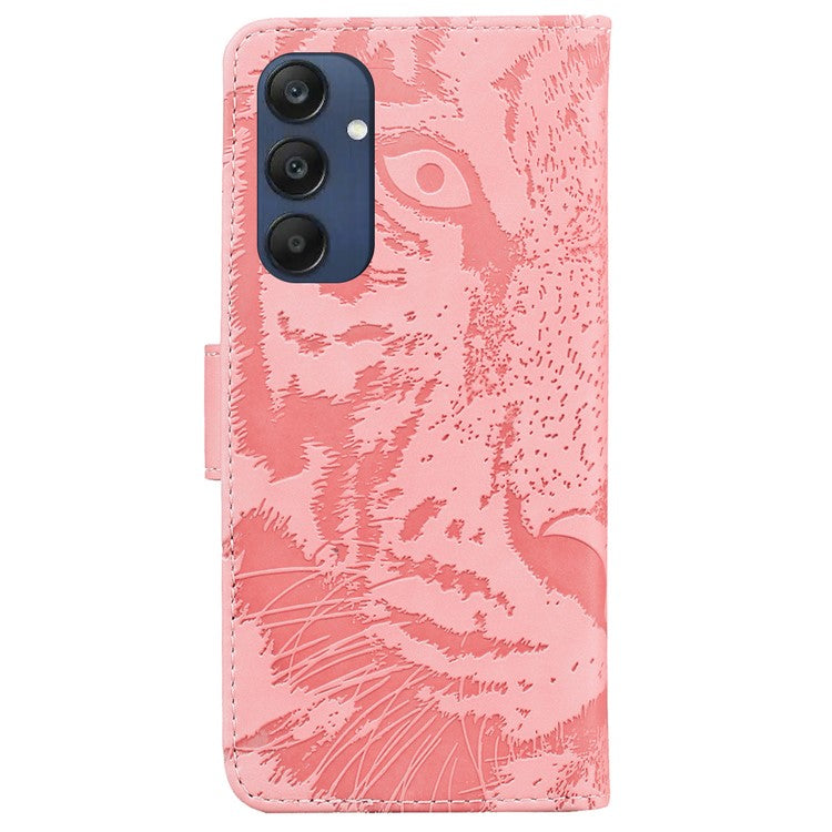 For Samsung Galaxy M35 5G Phone Case Leather Wallet Cover Tiger Imprint - Pink