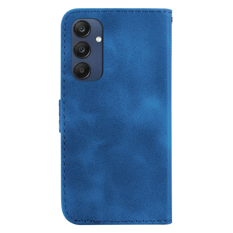 For Samsung Galaxy M35 5G Case 7-Shaped Pattern Imprint Leather Phone Cover - Dark Blue