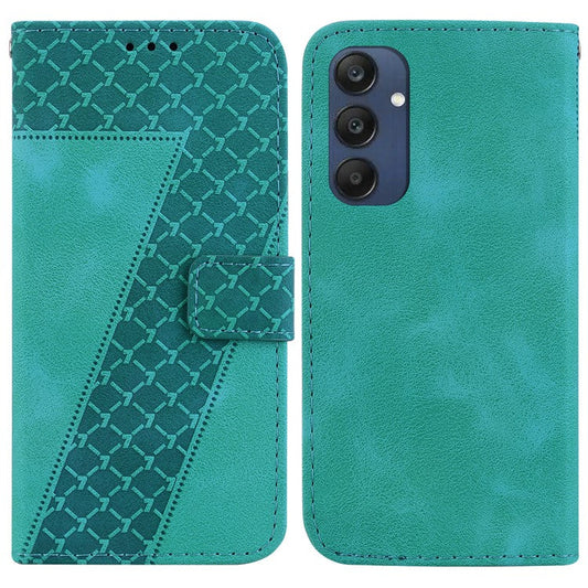 For Samsung Galaxy M35 5G Case 7-Shaped Pattern Imprint Leather Phone Cover - Green