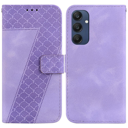 For Samsung Galaxy M35 5G Case 7-Shaped Pattern Imprint Leather Phone Cover - Purple