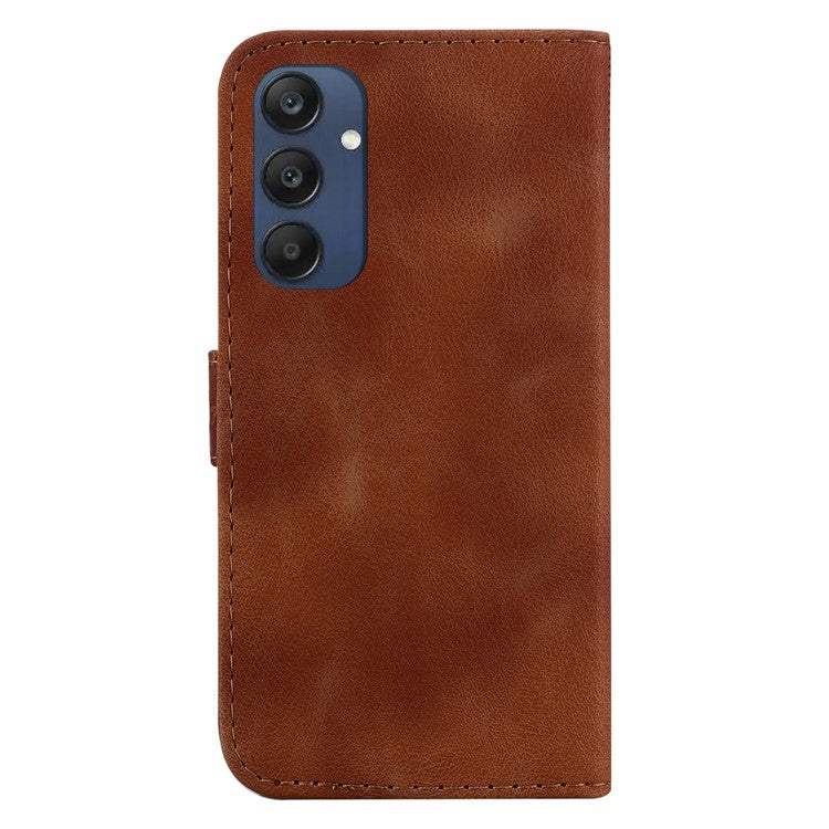 For Samsung Galaxy M35 5G Case 7-Shaped Pattern Imprint Leather Phone Cover - Brown