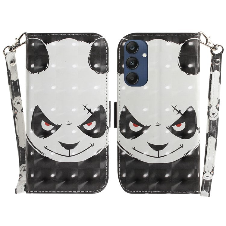 For Samsung Galaxy M35 5G Case Leather Wallet Phone Cover 3D Pattern Print - Angry Panda