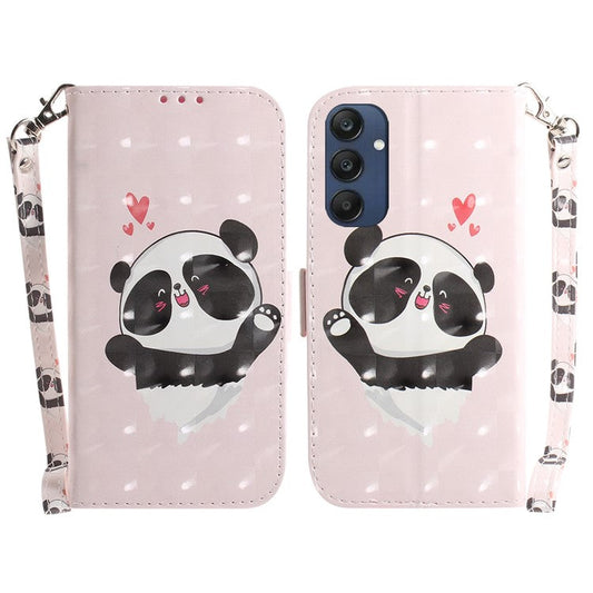 For Samsung Galaxy M35 5G Case Leather Wallet Phone Cover 3D Pattern Print - Love Heart Panda