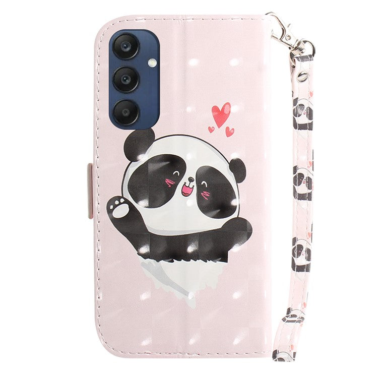 For Samsung Galaxy M35 5G Case Leather Wallet Phone Cover 3D Pattern Print - Love Heart Panda