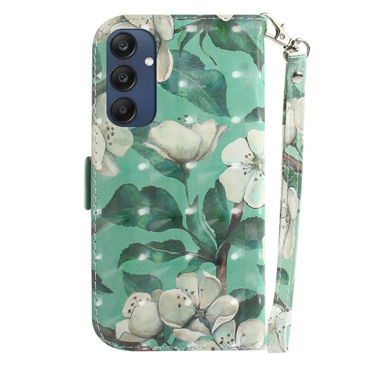 For Samsung Galaxy M35 5G Case Leather Wallet Phone Cover 3D Pattern Print - Watercolor Flowers