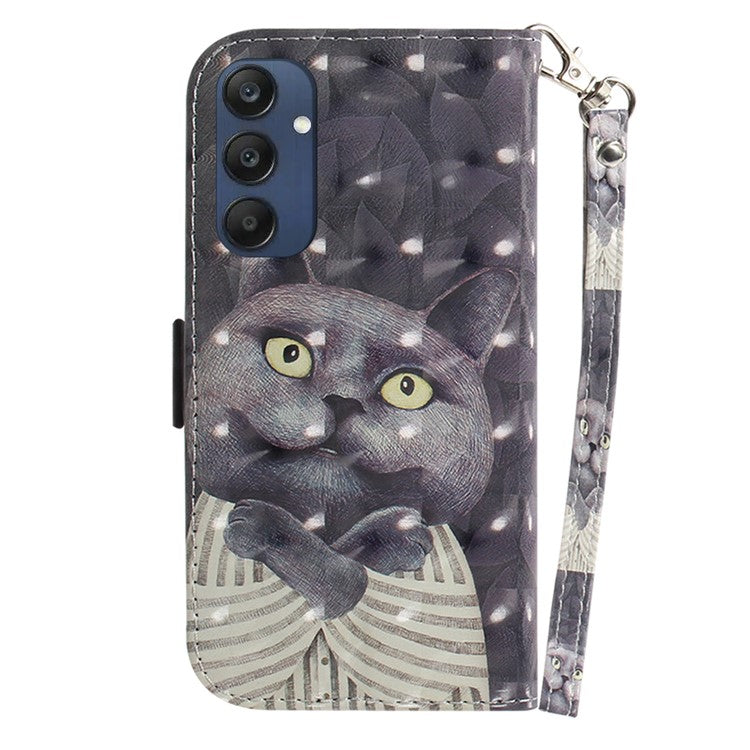 For Samsung Galaxy M35 5G Case Leather Wallet Phone Cover 3D Pattern Print - Embracing Cat
