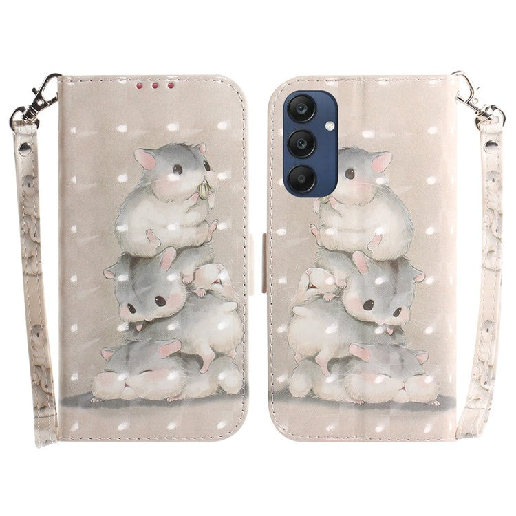 For Samsung Galaxy M35 5G Case Leather Wallet Phone Cover 3D Pattern Print - Stacking Squirrels
