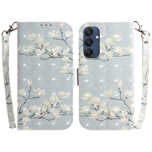For Samsung Galaxy M35 5G Case Leather Wallet Phone Cover 3D Pattern Print - Magnolia