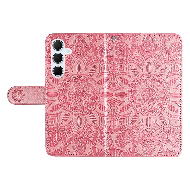 For Samsung Galaxy M35 5G Wallet Case PU Leather Sunflower Phone Cover Stand View - Pink