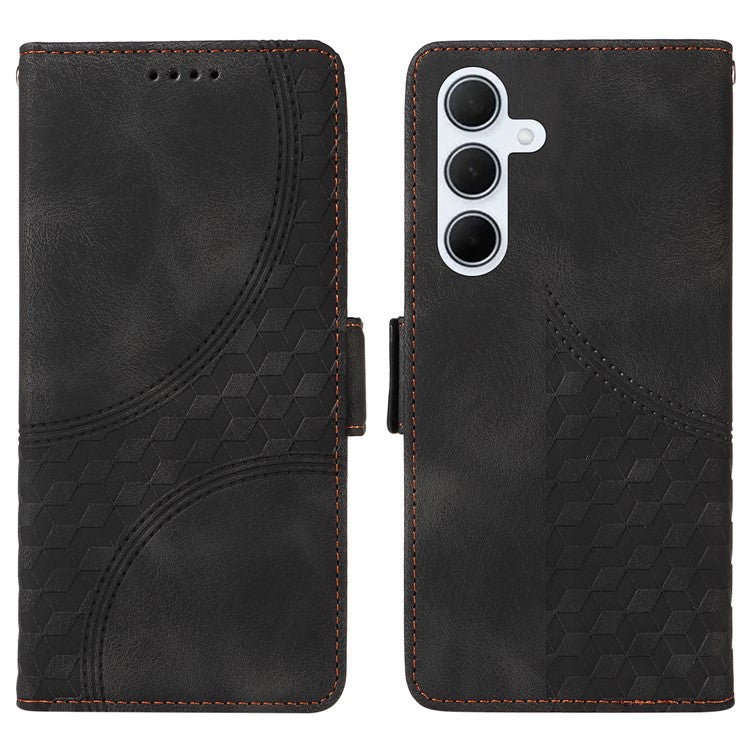 For Samsung Galaxy M35 5G Case Rhombus Starry PU Leather Phone Wallet Cover - Black