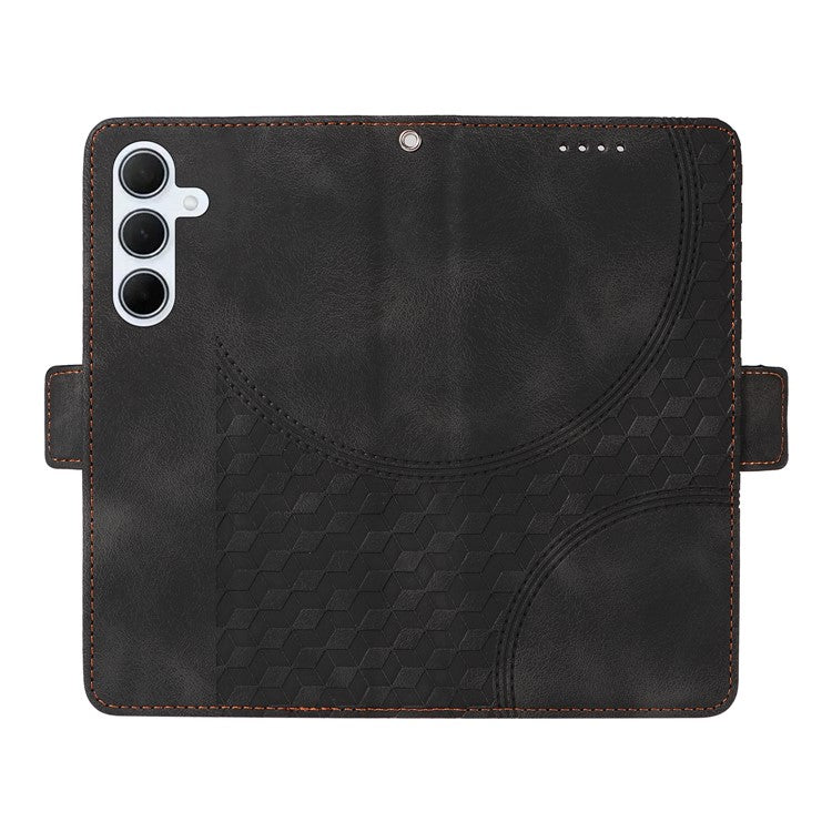 For Samsung Galaxy M35 5G Case Rhombus Starry PU Leather Phone Wallet Cover - Black