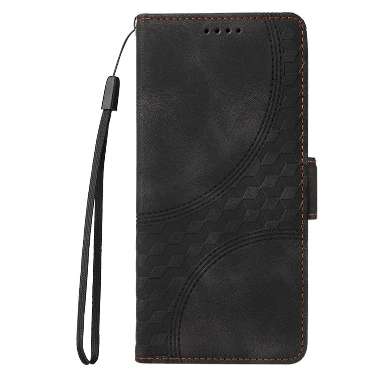 For Samsung Galaxy M35 5G Case Rhombus Starry PU Leather Phone Wallet Cover - Black