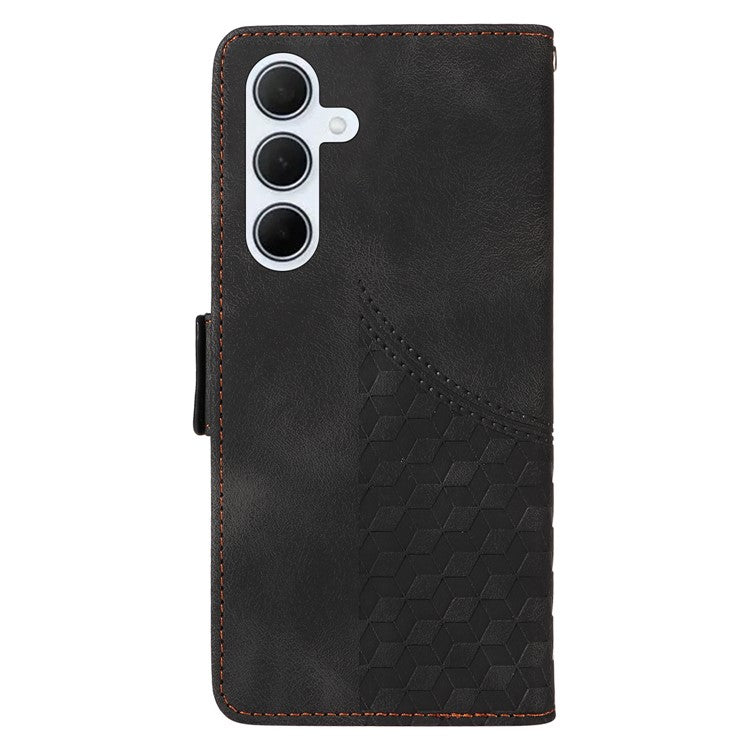 For Samsung Galaxy M35 5G Case Rhombus Starry PU Leather Phone Wallet Cover - Black