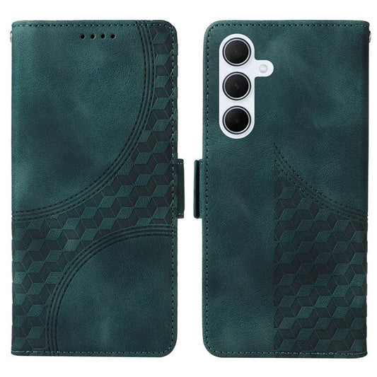 For Samsung Galaxy M35 5G Case Rhombus Starry PU Leather Phone Wallet Cover - Green