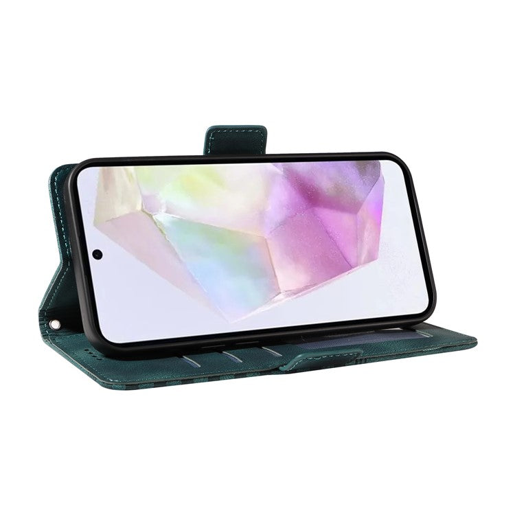 For Samsung Galaxy M35 5G Case Rhombus Starry PU Leather Phone Wallet Cover - Green