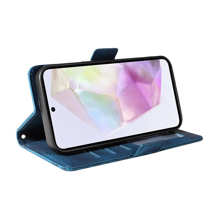 For Samsung Galaxy M35 5G Case Rhombus Starry PU Leather Phone Wallet Cover - Blue