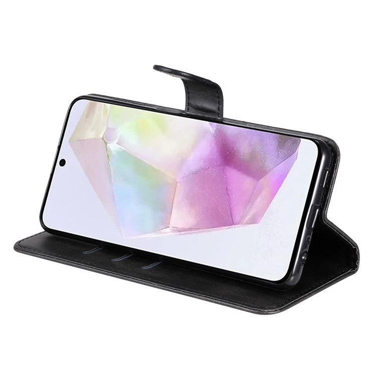 For Samsung Galaxy M35 5G Case Zipper Wallet PU Leather Stand Phone Cover - Black
