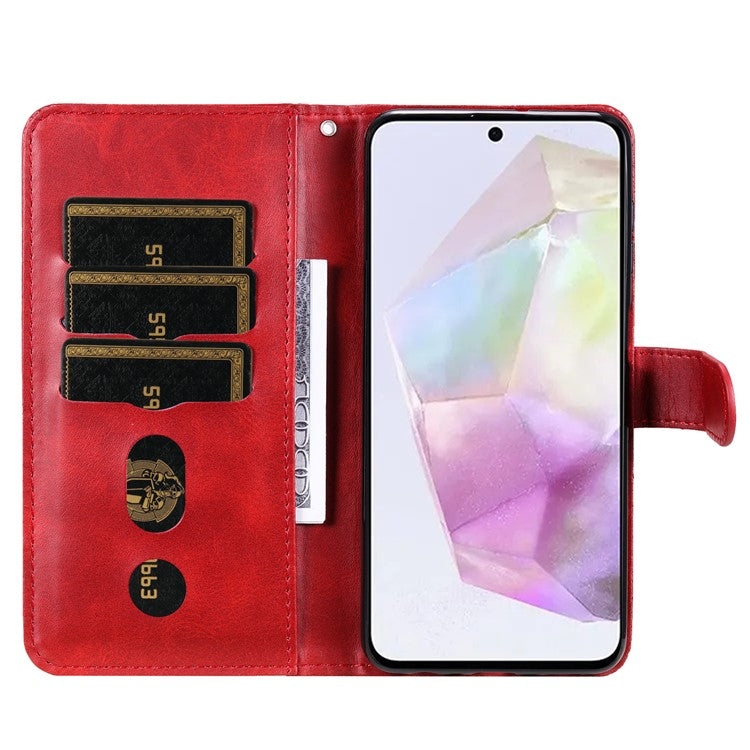 For Samsung Galaxy M35 5G Case Zipper Wallet PU Leather Stand Phone Cover - Red