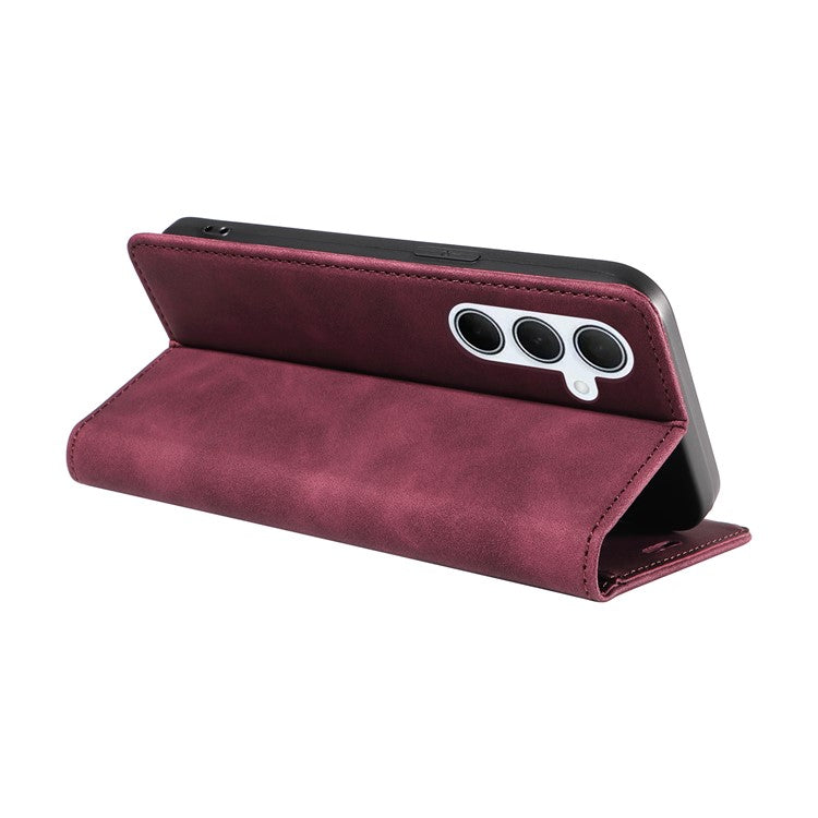 BETOPNICE 003 For Samsung Galaxy M35 5G Leather Case RFID Blocking Wallet Phone Cover - Red