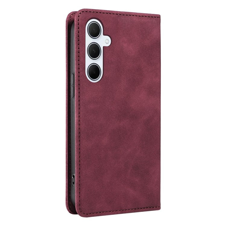 BETOPNICE 003 For Samsung Galaxy M35 5G Leather Case RFID Blocking Wallet Phone Cover - Red