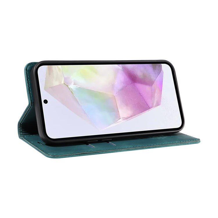 BETOPNICE 003 For Samsung Galaxy M35 5G Leather Case RFID Blocking Wallet Phone Cover - Green