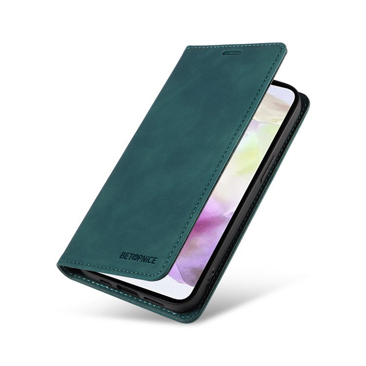 BETOPNICE 003 For Samsung Galaxy M35 5G Leather Case RFID Blocking Wallet Phone Cover - Green