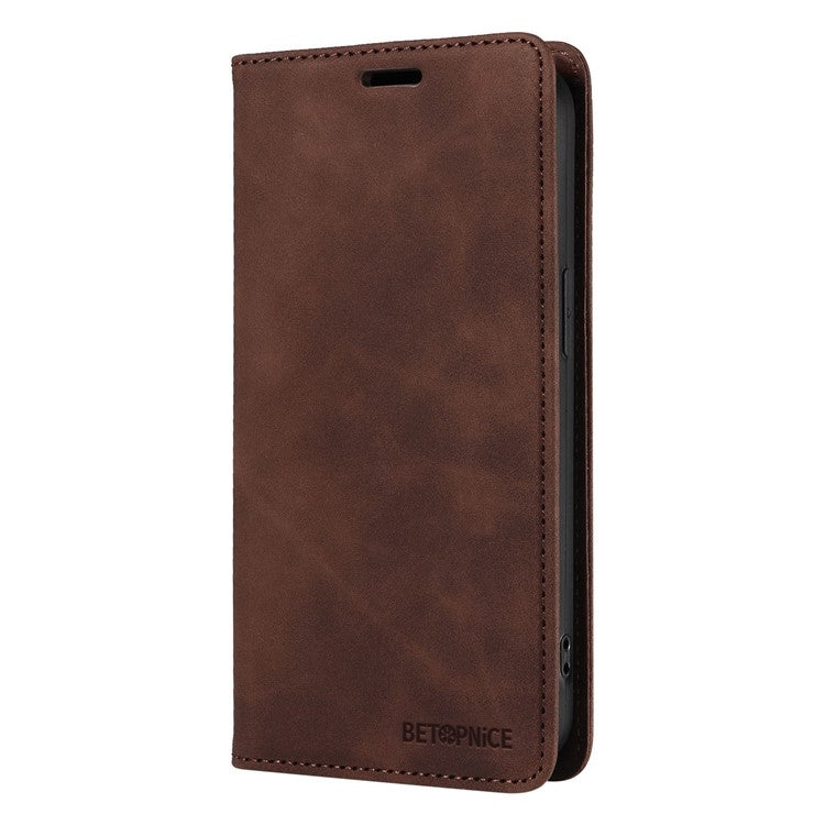 BETOPNICE 003 For Samsung Galaxy M35 5G Leather Case RFID Blocking Wallet Phone Cover - Brown