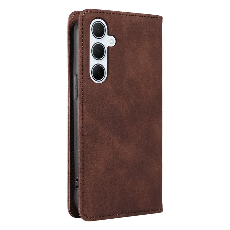 BETOPNICE 003 For Samsung Galaxy M35 5G Leather Case RFID Blocking Wallet Phone Cover - Brown