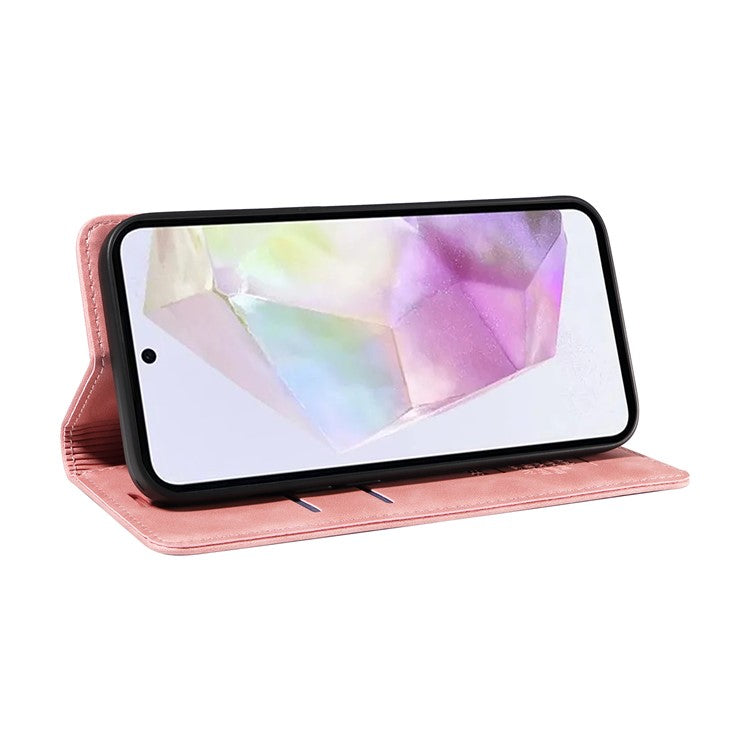 BETOPNICE 003 For Samsung Galaxy M35 5G Leather Case RFID Blocking Wallet Phone Cover - Pink