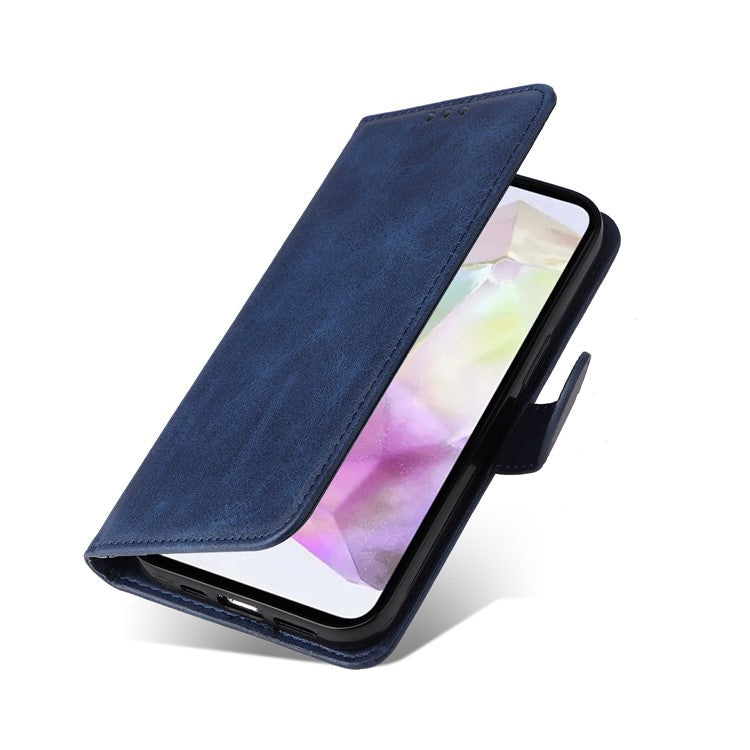 For Samsung Galaxy M35 5G Case Card Slots Wallet PU Leather Phone Cover - Blue