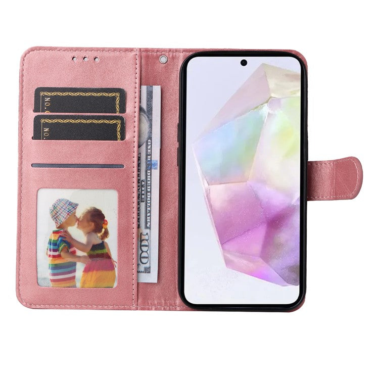 For Samsung Galaxy M35 5G Case Card Slots Wallet PU Leather Phone Cover - Pink