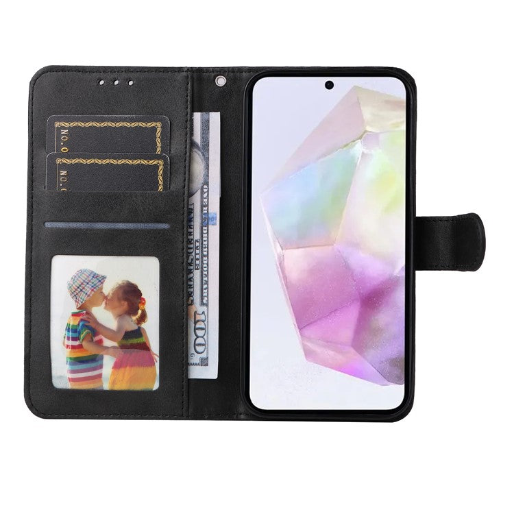 For Samsung Galaxy M35 5G Case Card Slots Wallet PU Leather Phone Cover - Black