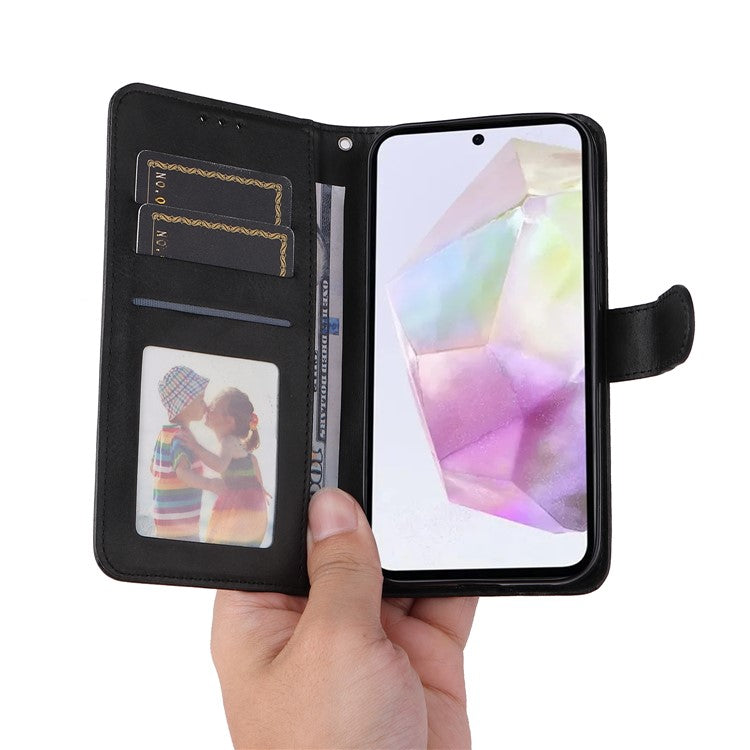 For Samsung Galaxy M35 5G Case Card Slots Wallet PU Leather Phone Cover - Black