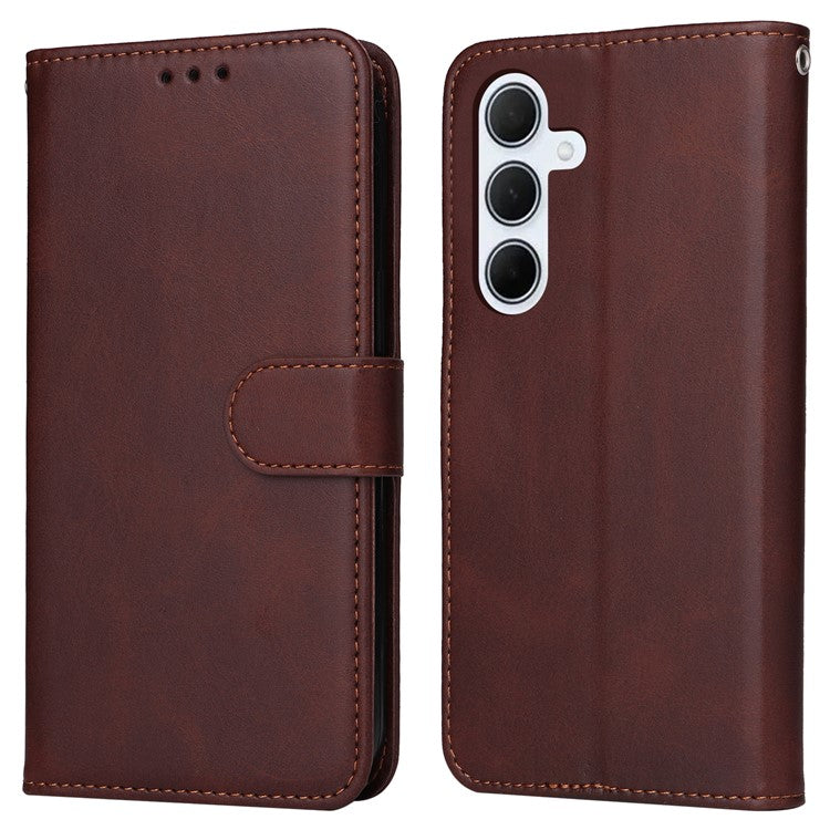 For Samsung Galaxy M35 5G Case Card Slots Wallet PU Leather Phone Cover - Brown