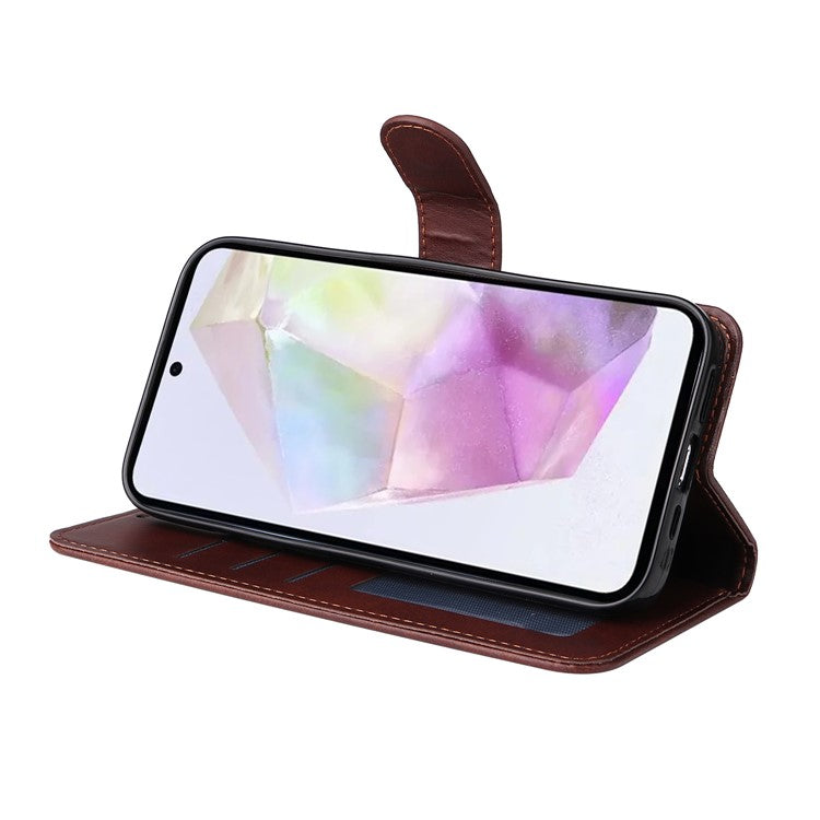 For Samsung Galaxy M35 5G Case Card Slots Wallet PU Leather Phone Cover - Brown