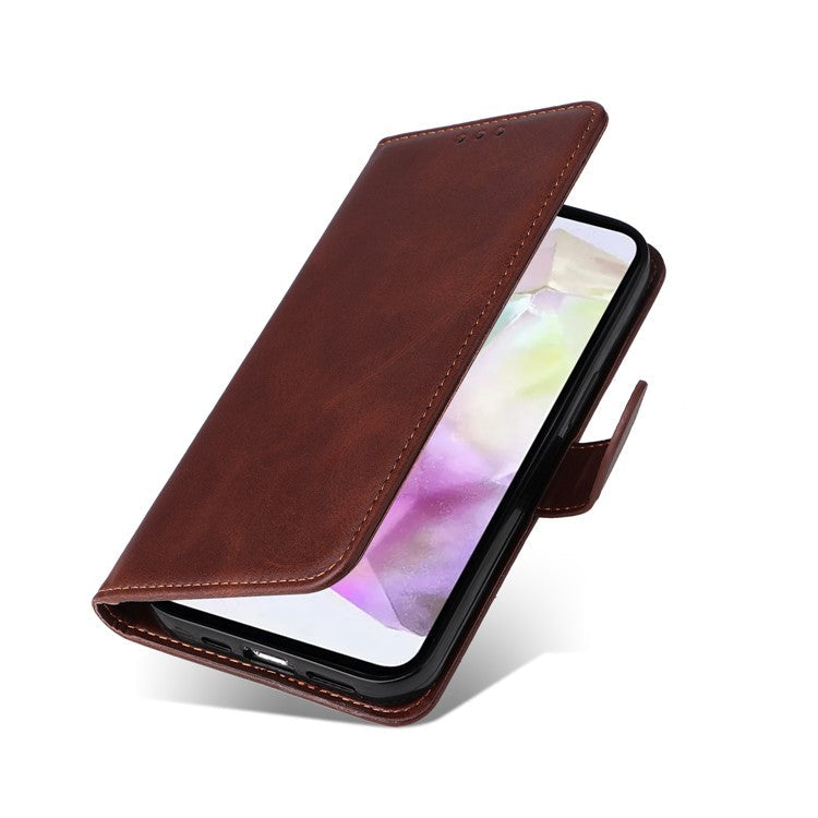 For Samsung Galaxy M35 5G Case Card Slots Wallet PU Leather Phone Cover - Brown