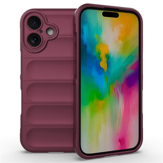 For iPhone 16 TPU Case Scratch-resistant Rugged Back Soft Phone Cover - Wine Red