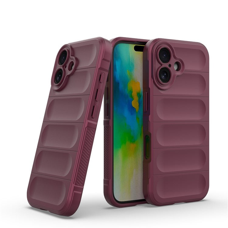 For iPhone 16 TPU Case Scratch-resistant Rugged Back Soft Phone Cover - Wine Red