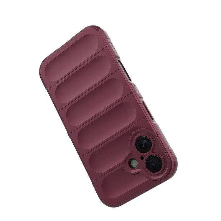 For iPhone 16 TPU Case Scratch-resistant Rugged Back Soft Phone Cover - Wine Red